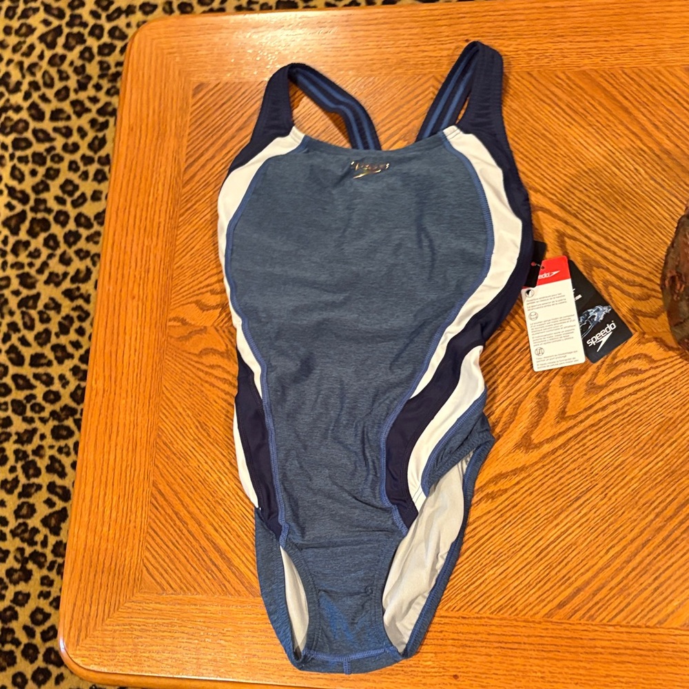 Speedo Navy and White Athletic Swimsuit